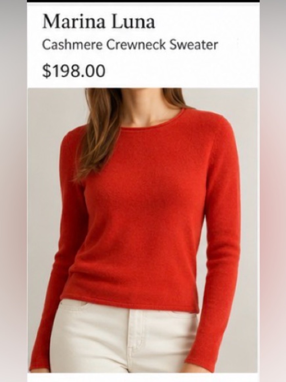 Marina Luna 100% 2-Ply Cashmere Sweater Women’s M Burnt Orange Crewneck